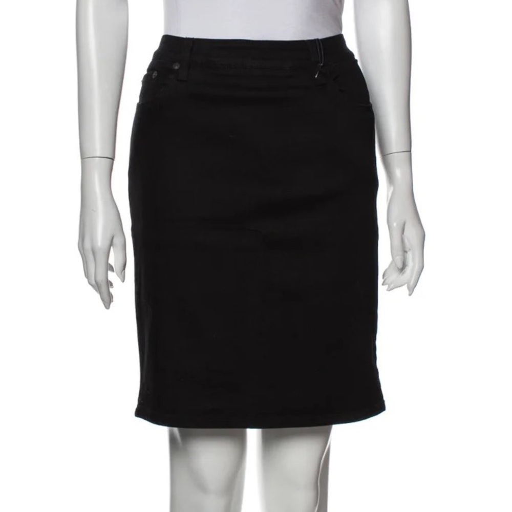CLOSED New high‎ waisted denim pencil skirt knee length black exposed zipper